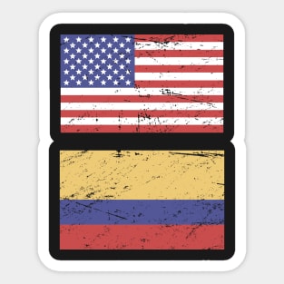 United States Flag & Colombia Flag Sticker